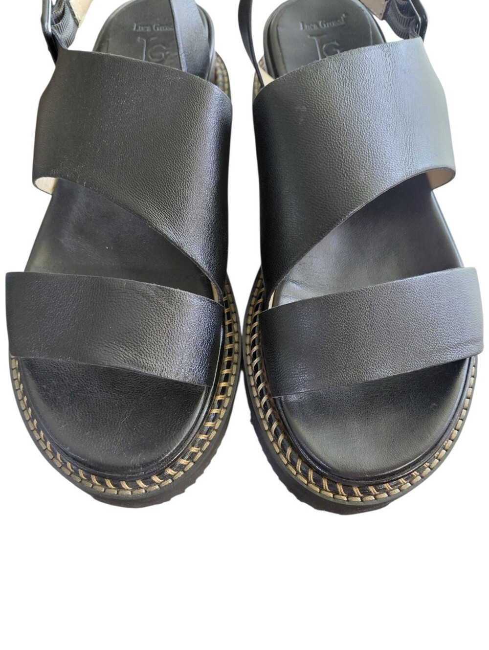 Women's Black Platform Slingback Sandals with Chunky Lug Sole Size 7-8 - Picture 3 of 12